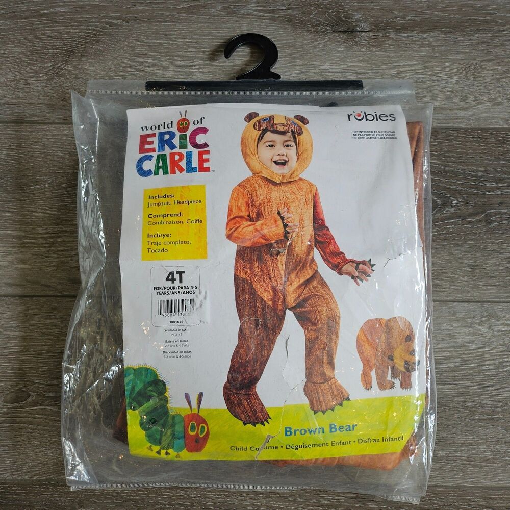 Toddler Boys Girl World of Eric Carle BROWN BEAR Halloween Costume Size 4T New
